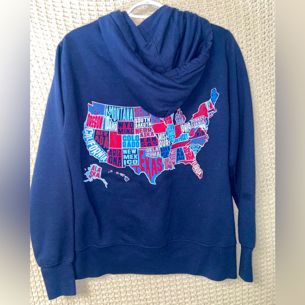 Epcot World Showcase Disney Parks Zip Up Mickey USA States Blue Hoodie Jacket - Picture 1 of 6